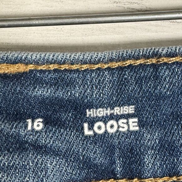 Old Navy High Rise Loose Blue Jeans Straight Leg Size 16 - Picture 4 of 6